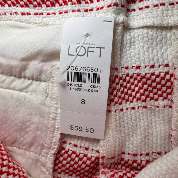 Ann Taylor Loft Red & White Striped Riviera Short Cotton Blend Size 8 - Picture 5 of 8
